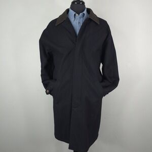 GANT Wool Manhattan Coat Mens Large Black Quilted Lined Long Overcoat Portugal